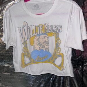 White Willie Nelson Graphic Crop Top